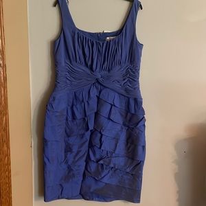 Niteline Womena Dress tiered Blue Taffetta ruched Sleeveless